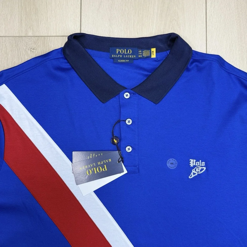 Polo Ralph Lauren Classic Fit Polo Shirt‎ Men's XXL Blue Colorblock NWT Cotton